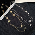 Maillard Style Alloy Tiger Eye Flower Pearl Sweater Necklace For Women Elegant Fashion Pendant view 4