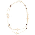 Maillard Style Alloy Tiger Eye Flower Pearl Sweater Necklace For Women Elegant Fashion Pendant view 5