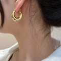 2026 New Round Metal Pendant Drop Earrings For Women, Light Luxury Minimalist Geometric Style view 2