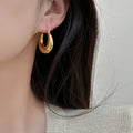 2026 New Round Metal Pendant Drop Earrings For Women, Light Luxury Minimalist Geometric Style view 4