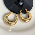 2026 New Round Metal Pendant Drop Earrings For Women, Light Luxury Minimalist Geometric Style view 3