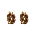 18K Gold Plated Copper Round Rhinestone Huggie Earrings, Vintage Light Luxury Style view 5