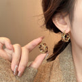 18K Gold Plated Copper Round Rhinestone Huggie Earrings, Vintage Light Luxury Style view 2