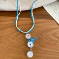 Old Money Cotton Rope Round Snowman Tassel Sweater Necklace For Women view 2