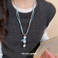 Old Money Cotton Rope Round Snowman Tassel Sweater Necklace For Women view 1
