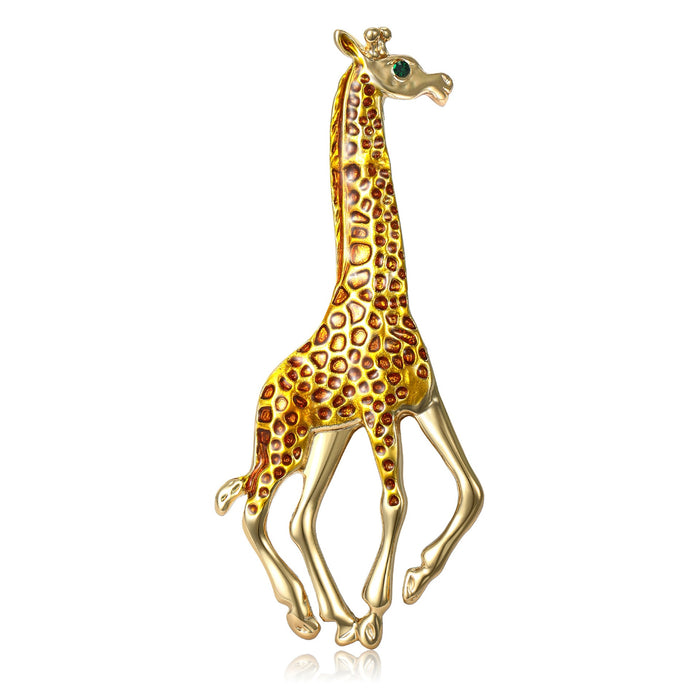 Alloy Enamel Giraffe Brooch Pin For Creative Fashion Apparel