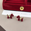Red Pony Horse Gold Alloy Pearl Studs Sweet Niche Design Commuter Fashion Earrings view 2