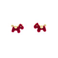 Red Pony Horse Gold Alloy Pearl Studs Sweet Niche Design Commuter Fashion Earrings view 5