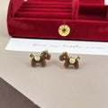 Red Pony Horse Gold Alloy Pearl Studs Sweet Niche Design Commuter Fashion Earrings view 4