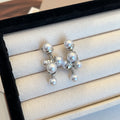 Elegant French Luxury Faux Pearl Cluster Tassel Alloy Silver Needle Sweet Versatile Women's Drop Earrings view 3