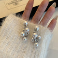 Elegant French Luxury Faux Pearl Cluster Tassel Alloy Silver Needle Sweet Versatile Women's Drop Earrings view 4