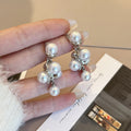 Elegant French Luxury Faux Pearl Cluster Tassel Alloy Silver Needle Sweet Versatile Women's Drop Earrings view 2