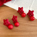 Original Fabric Star Stud Earrings With Silver Pins Light Luxury Winter Fashion Jewelry view 4