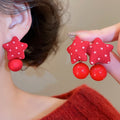 Original Fabric Star Stud Earrings With Silver Pins Light Luxury Winter Fashion Jewelry view 1
