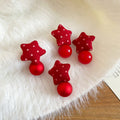 Original Fabric Star Stud Earrings With Silver Pins Light Luxury Winter Fashion Jewelry view 2