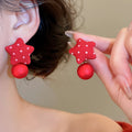 Original Fabric Star Stud Earrings With Silver Pins Light Luxury Winter Fashion Jewelry view 3
