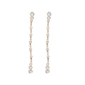 Light Luxury Copper Zircon Waterdrop Tassel Drop Earrings With Silver Posts For Women view 5