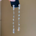 Light Luxury Copper Zircon Waterdrop Tassel Drop Earrings With Silver Posts For Women view 4