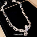 Korean Style Alloy Wrinkled Bow Pearl Choker Necklace Light Luxury Minimalist Collarbone Chain view 4