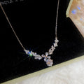 Light Luxury Copper Zircon Round Flower Pendant Necklace For Women view 2