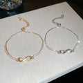 Korean Style Copper Zircon Cross Bow Bangle, Light Luxury Minimalist Daily Fashion Bracelet view 4