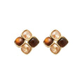 Maillard Style Brown Resin Flower Tassel Drop Earrings With Silver Pins view 5