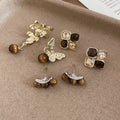 Maillard Style Brown Resin Flower Tassel Drop Earrings With Silver Pins view 3