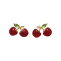 Korean Light Luxury Resin Cherry Rhinestone Stud Earrings For Women view 5
