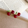 Korean Light Luxury Resin Cherry Rhinestone Stud Earrings For Women view 2