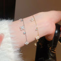 Korean Style Zircon Flower Imitation Pearl Bangle, Light Luxury Minimalist Fashion Jewelry view 1