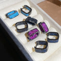 Light Luxury Copper Zircon Square Hoop Earrings For Women, Trendy Geometric Fashion Ear Jewelry view 1