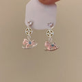 French Light Luxury Alloy Horse Rhinestone Enamel Stud Earrings For Women view 4