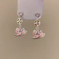 French Light Luxury Alloy Horse Rhinestone Enamel Stud Earrings For Women view 2