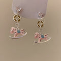 French Light Luxury Alloy Horse Rhinestone Enamel Stud Earrings For Women view 1
