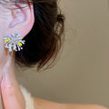 Old Money Alloy Rhinestone Enamel Firework Flower Stud Earrings For Women view 3
