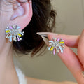 Old Money Alloy Rhinestone Enamel Firework Flower Stud Earrings For Women view 1