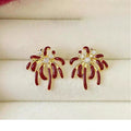 18K Gold Plated Alloy Firework Zircon Enamel Geometric Stud Earrings Light Luxury New Year Jewelry view 2