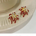 18K Gold Plated Alloy Firework Zircon Enamel Geometric Stud Earrings Light Luxury New Year Jewelry view 4