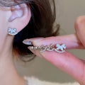 Gold Plated Copper Zircon Horse Stud Earrings Jewelry Set With Silver Posts Light Luxury Zodiac Style view 2