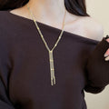 Simple Iron Multi Layer Tassel Necklace And Bracelet Jewelry Set For Women view 3