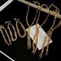 Simple Iron Multi Layer Tassel Necklace And Bracelet Jewelry Set For Women view 4