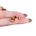 18K Gold Plated Copper Rocking Horse Coin Zircon Stud Earrings Light Luxury Animal Jewelry view 5