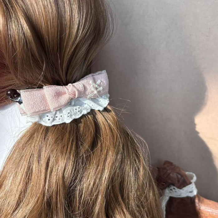 Velvet Bow Lace Banana Clip Sweet Ponytail Hair Accessory