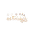 French Vintage Faux Pearl Rhinestone Enamel Round Stud Earrings Jewelry Set For Women view 5