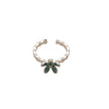 Korean Style Copper Enamel Rhinestone Flower Open Ring For Elegant Fashion OL Women view 5