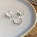 Korean Style Copper Enamel Rhinestone Flower Open Ring For Elegant Fashion OL Women view 4