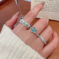 Korean Style Copper Enamel Rhinestone Flower Open Ring For Elegant Fashion OL Women view 3