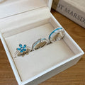 Korean Style Copper Enamel Rhinestone Flower Open Ring For Elegant Fashion OL Women view 2