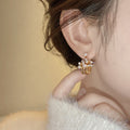 18K Gold Plated Copper Geometric Popcorn Pearl Zircon Stud Earrings With Silver Pins view 4