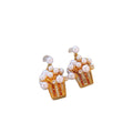 18K Gold Plated Copper Geometric Popcorn Pearl Zircon Stud Earrings With Silver Pins view 5